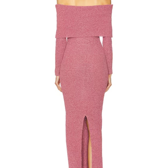 NWT Line & Dot Pink Long Sleeve Off-Shoulder Sweater Dress - Picture 3 of 4